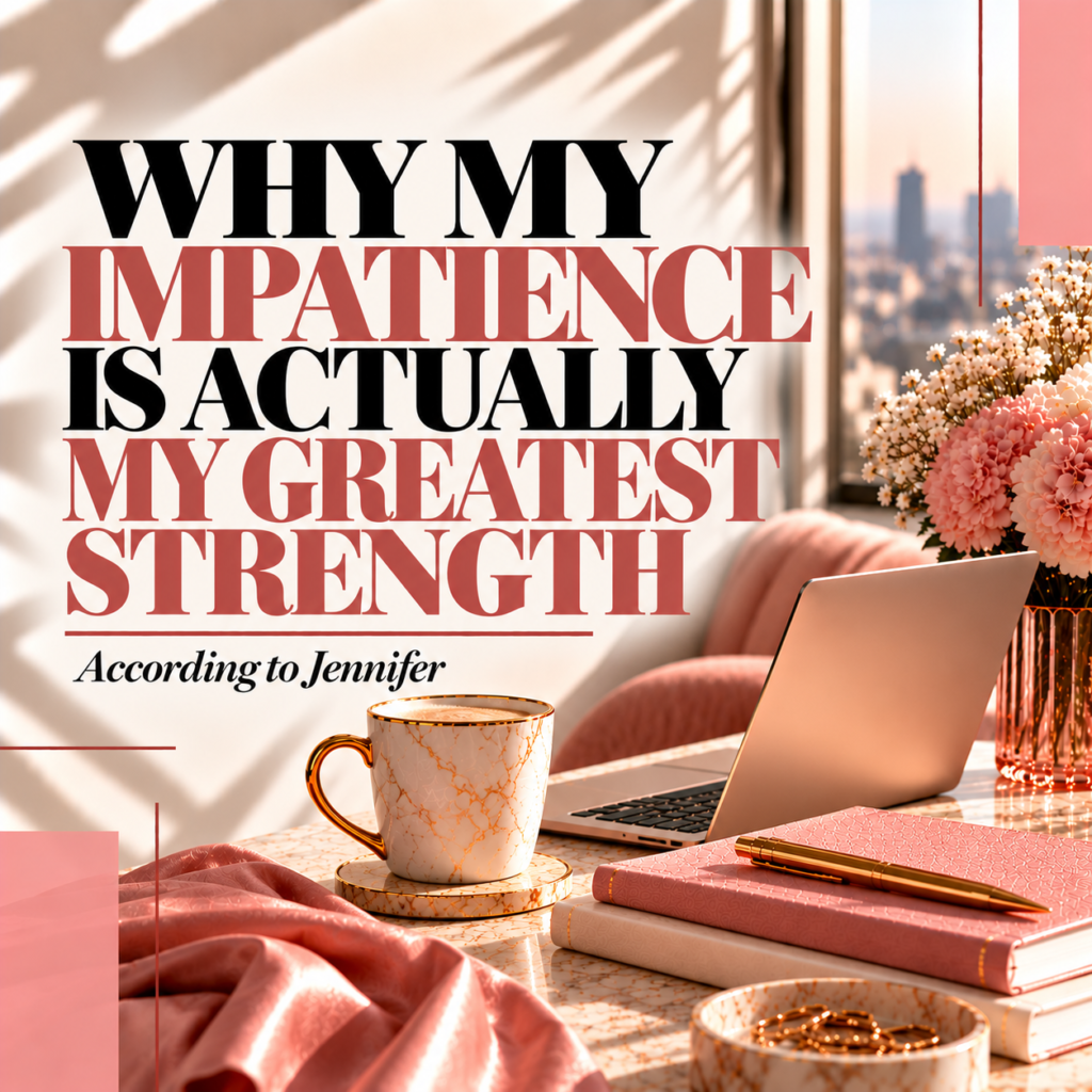 Luxe roze werkplek met inspirerende typografie